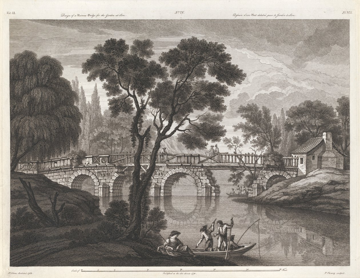 Diseño de un puente ruinoso para el jardín de Sión de Thomas Vivares
