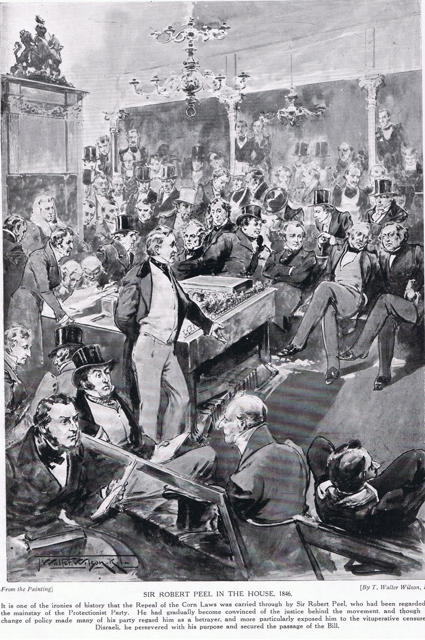 Sir Robert Peel en la casa, 1846, ilustración de 