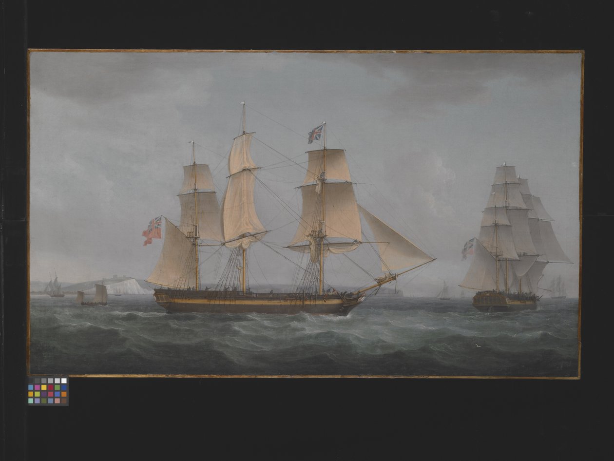 Off The Dover Coast (óleo sobre lienzo) de Thomas Whitcombe