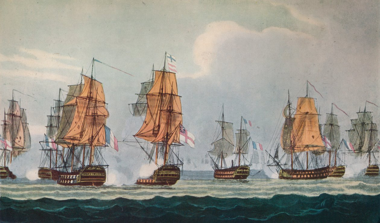 Acción de Strachan frente a Ferrol, c1806 de Thomas Whitcombe