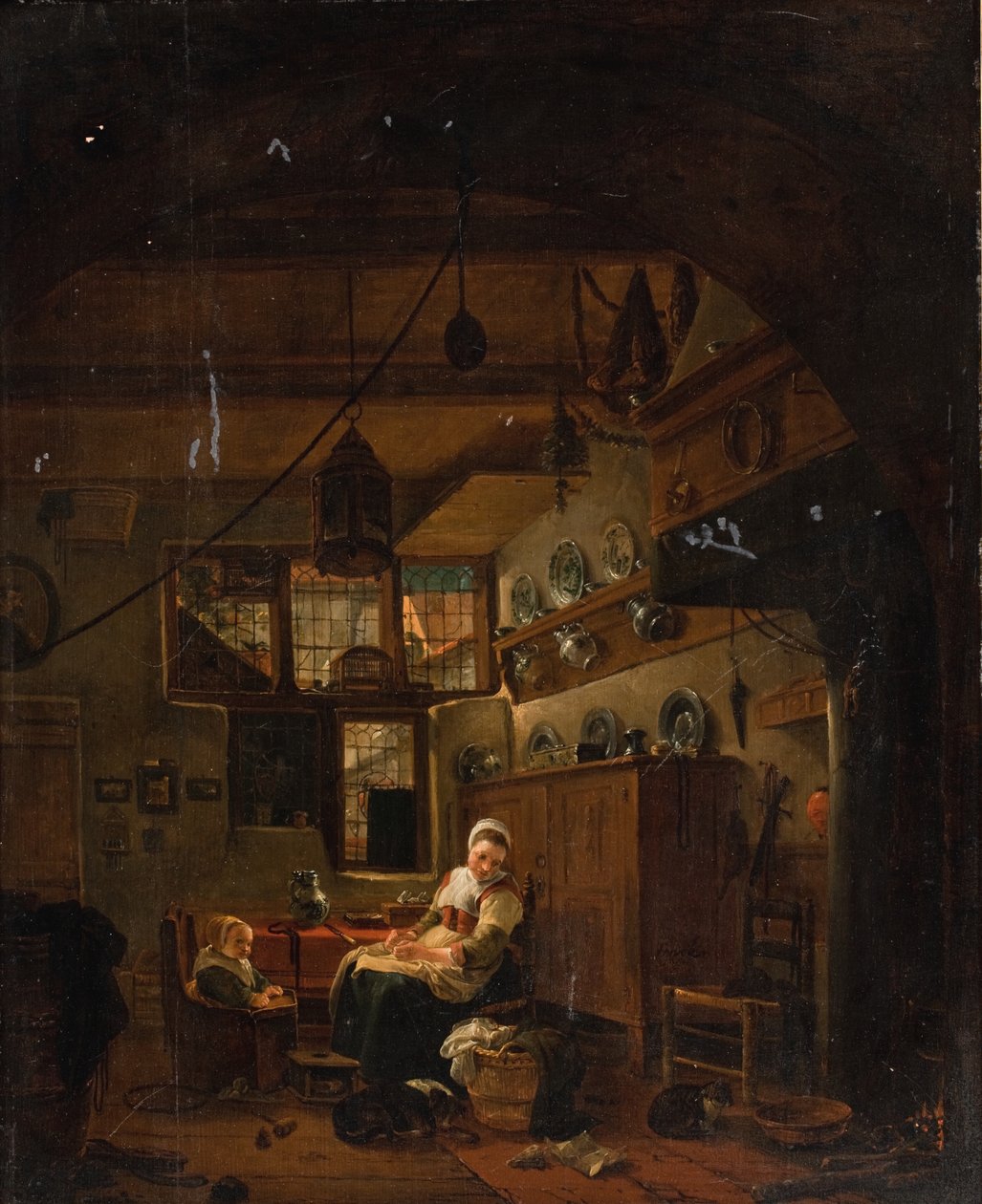 Interior de una cabaña de granja holandesa de Thomas Wijck
