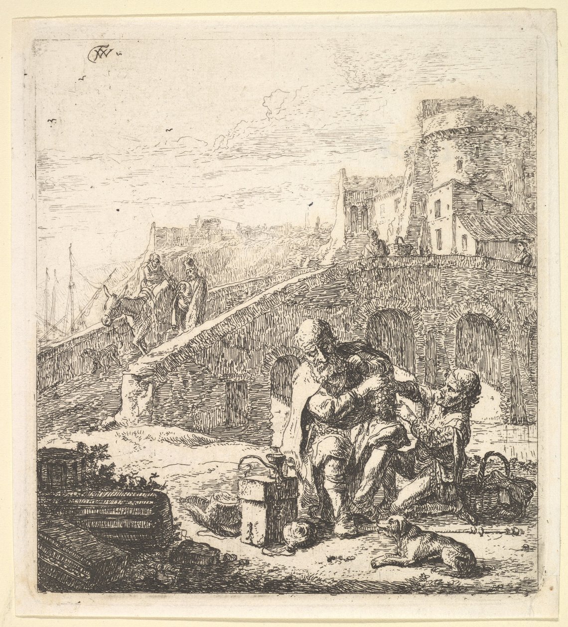 Lazarillo robando uvas del pobre mendigo ciego, siglo XVII de Thomas Wijck