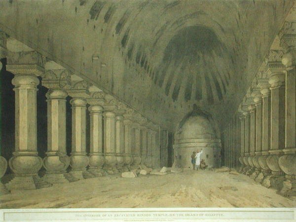 Interior de un Templo Hindú Excavado en la Isla de Salsette, lámina 63 de 