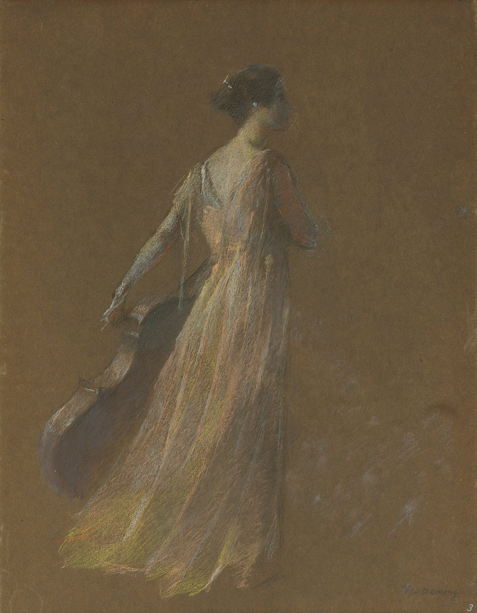 Dama de pie sosteniendo un violonchelo de Thomas Wilmer Dewing