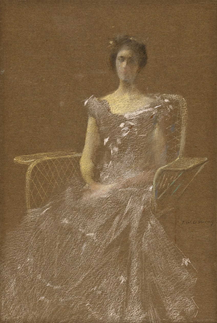 Dama en sillón de ratán de Thomas Wilmer Dewing
