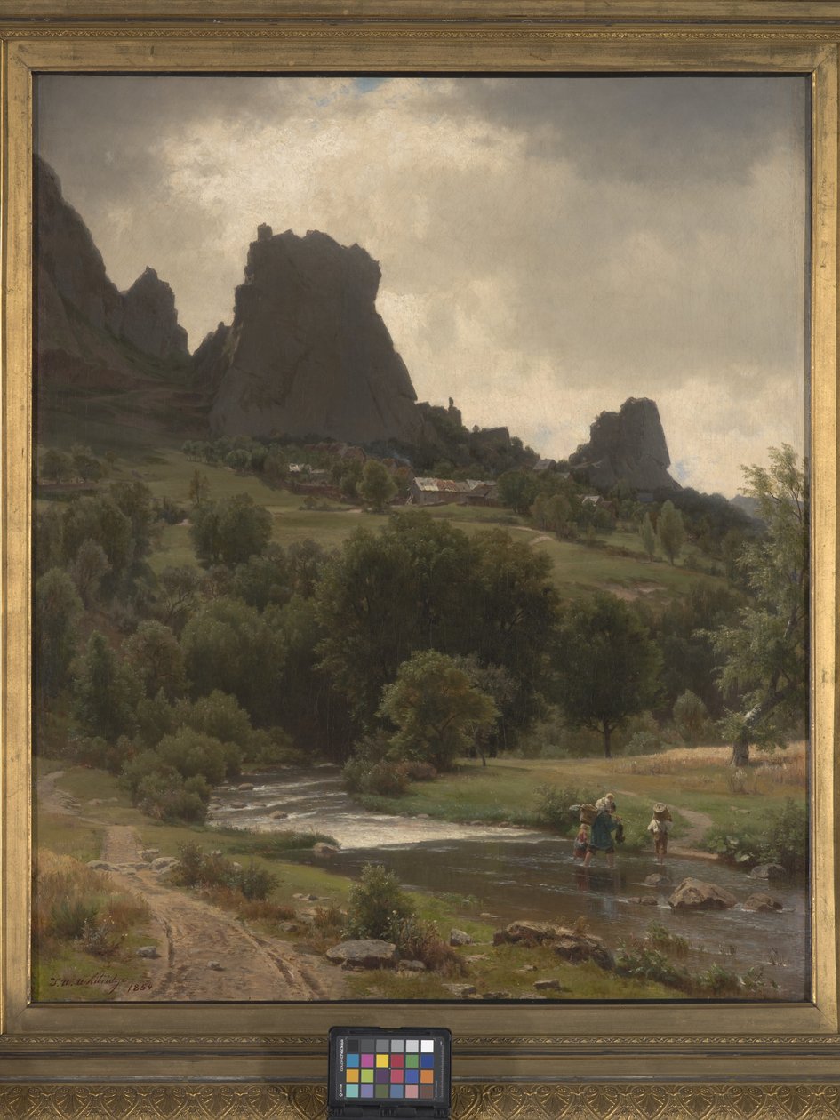 Pastoral de verano (Vista de Kallenfels) (óleo sobre lienzo) de Thomas Worthington Whittredge
