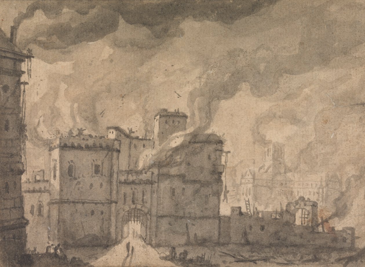 La prisión de Newgate, el incendio de Londres de Thomas Wyck