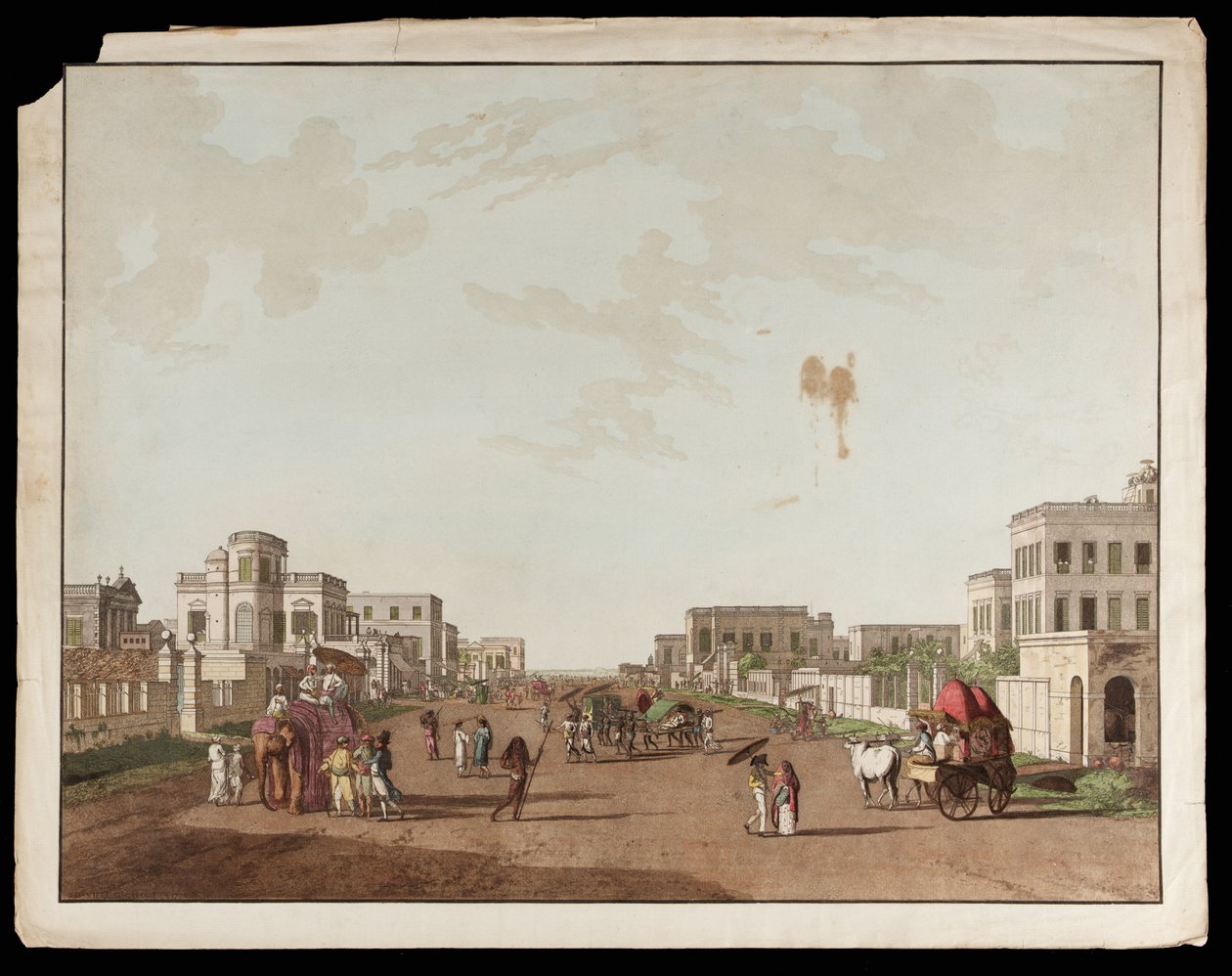 Old Court House Street mirando al sur desde las Vistas de Calcuta de Thomas und William Daniell