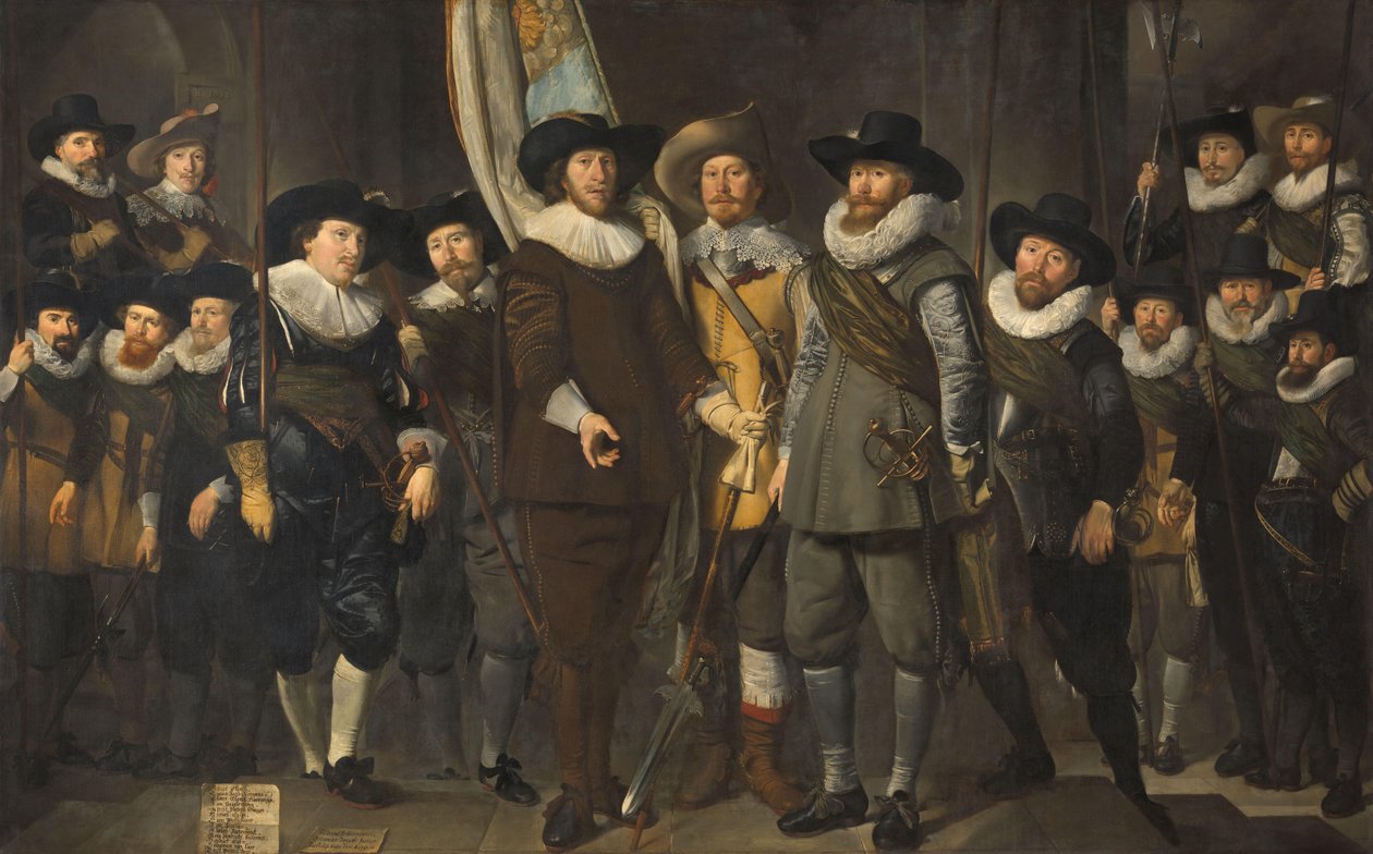 Oficiales y otros guardias civiles del III Distrito de Ámsterdam, al mando del capitán Allaert Cloeck y del teniente Lucas Jacobsz Rotgans de Thomas de Keyser