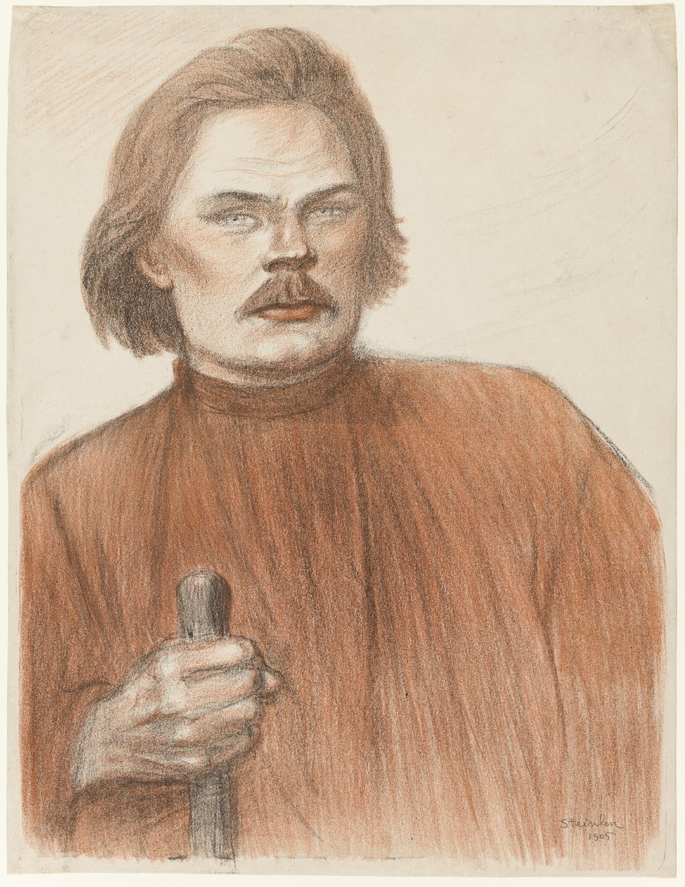 Retrato frontal de cintura para arriba de Maxime Gorki de Théophile Alexandre Pierre Steinlen