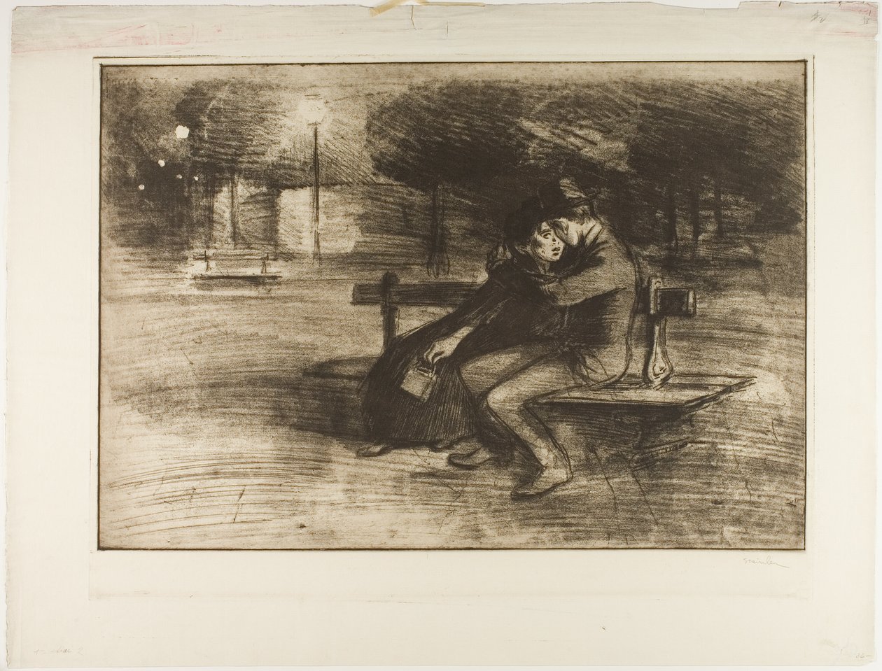 Amantes en un banco de Théophile Alexandre Pierre Steinlen