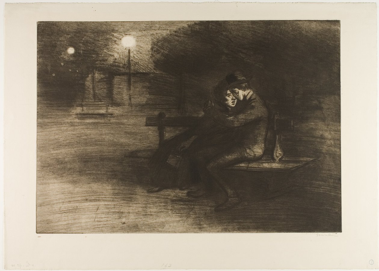 Amantes en un banco de Théophile Alexandre Pierre Steinlen