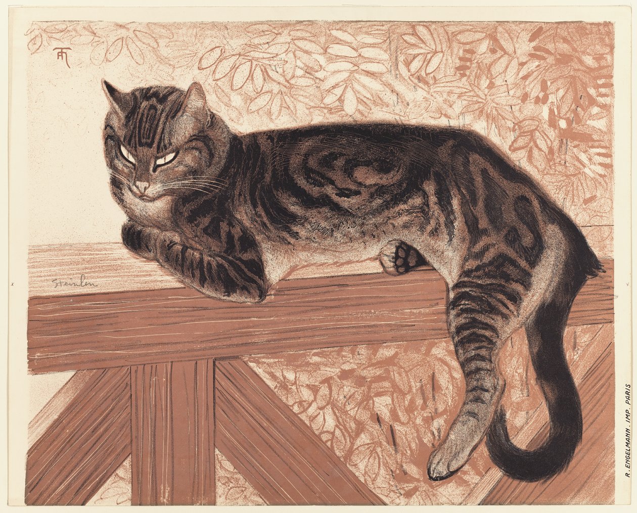Verano: Gato en la balaustrada de Théophile Alexandre Pierre Steinlen