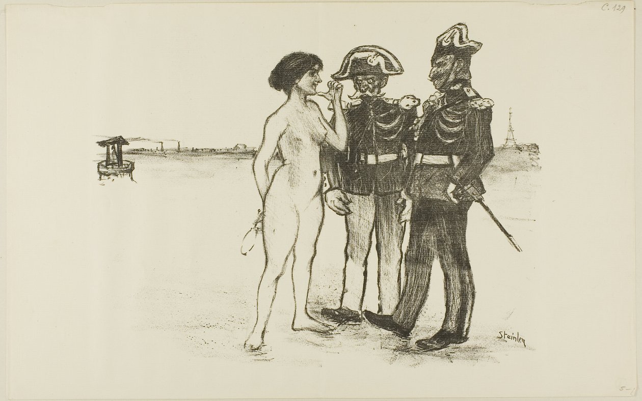 La verdad y los dos soldados de Théophile Alexandre Pierre Steinlen