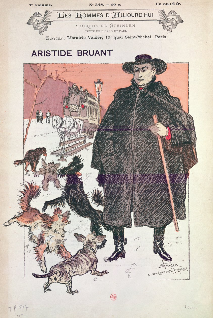 Caricatura de Aristide Bruant en Les Hommes d