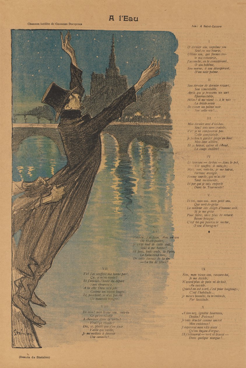Gil Blas Ilustrado: Al borde del agua, 1896 de Théophile Alexandre Steinlen