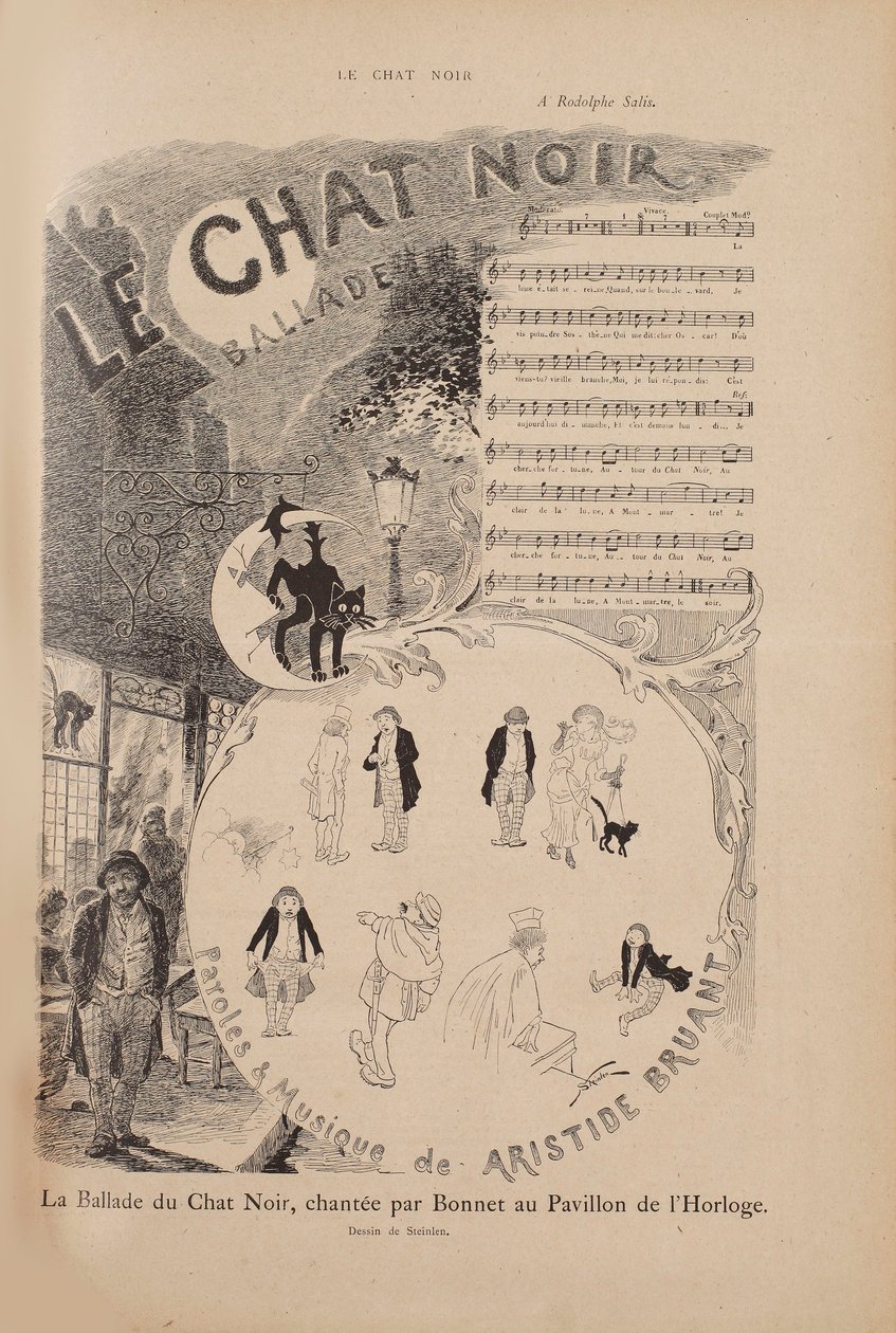 Historia del Famoso Cabaret Le Chat Noir, revista Le Chat Noir, 1884 de Théophile Alexandre Steinlen