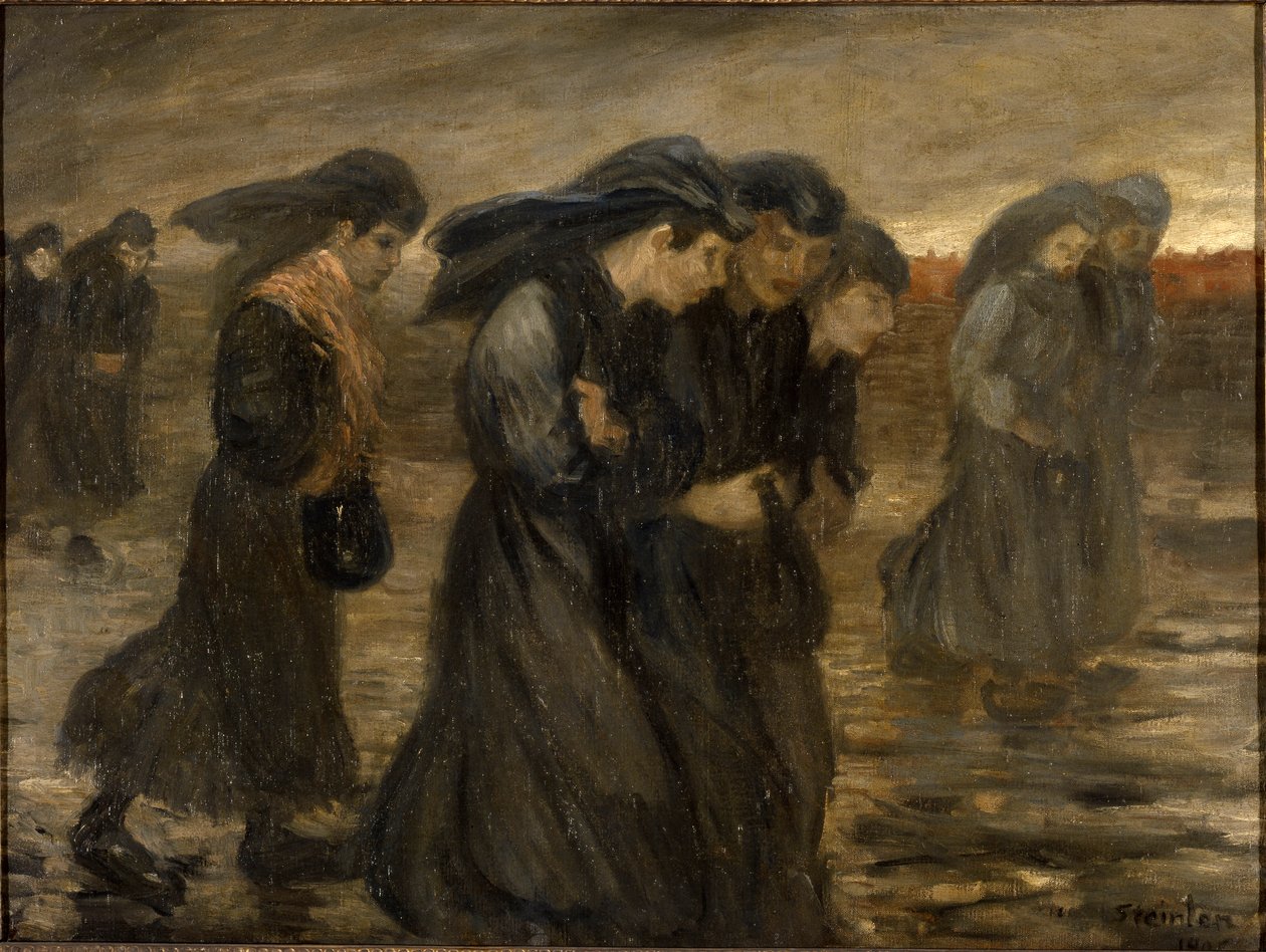 El regreso de los trabajadores La rentrée des ouvrières, 1903 de Théophile Alexandre Steinlen