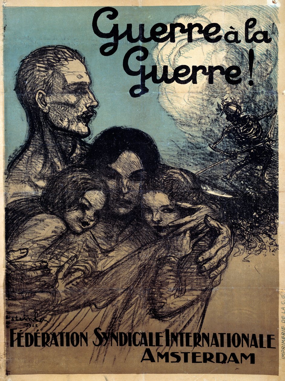 Guerra a la guerra. Cartel de la Federación Sindical Internacional por Théophile Alexandre Steinlen (1859 - 1923) de Théophile Alexandre Steinlen