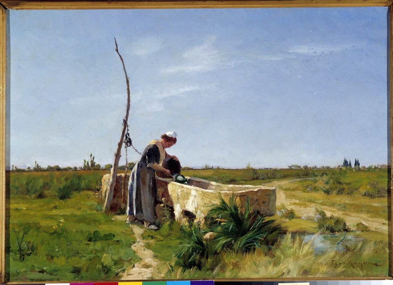 El campesino y el pozo Pintura de Theophile Mayan (1860-1937) Dim. 46x56 cm. Mención obligatoria: Colección fondation regards de Provence Marsella DR de Théophile Henri Mayan