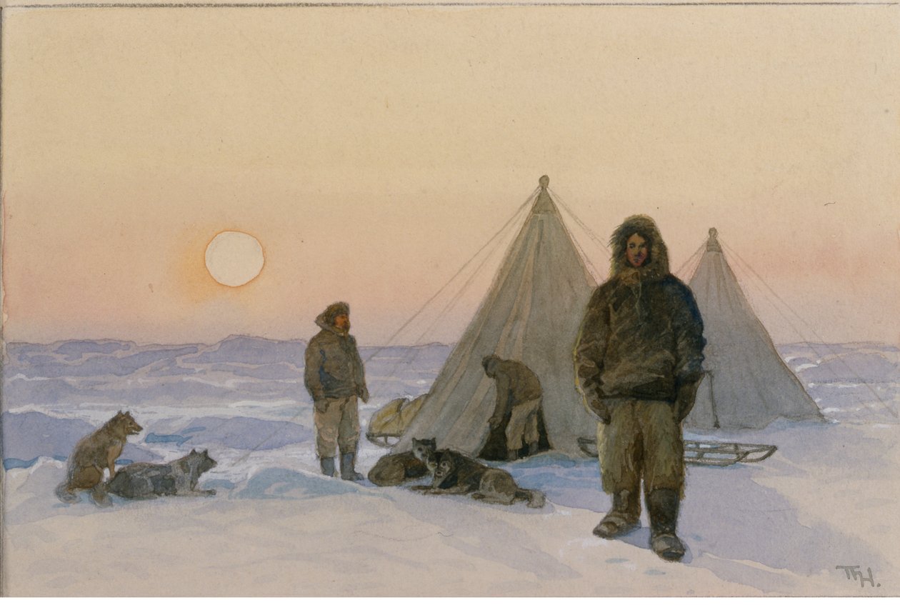Exploradores polares (acuarela sobre papel) de Thorolf Holmboe