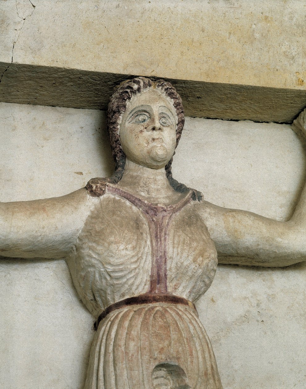 Tumba tracia de Sveshtari, detalle de una estatua de mujer en Atlas, siglo III a.C. (escultura en piedra) de Thracian Thracian