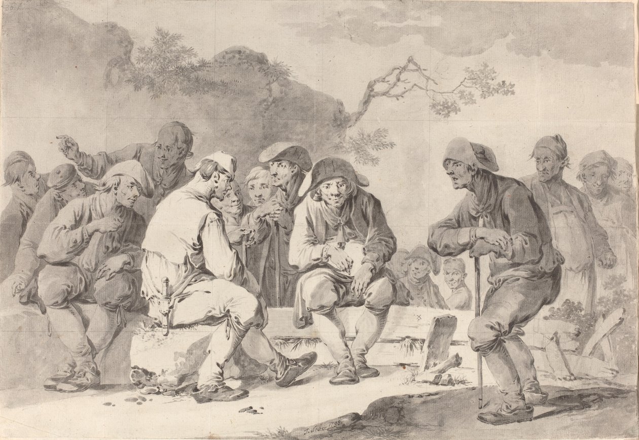Autorretrato con campesino de Appenzell, 1798 de Tiberius Dominikus Wocher