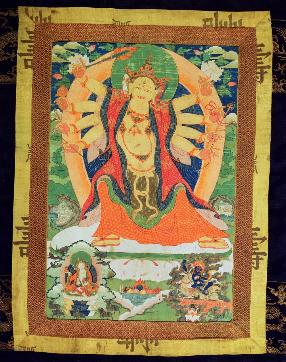 Pintura Thangka que representa a una Dharmapala femenina, probablemente Lhamoo-so-sor-dang-ma, la Diosa de los Niños, 1750-1850 de Tibetan School