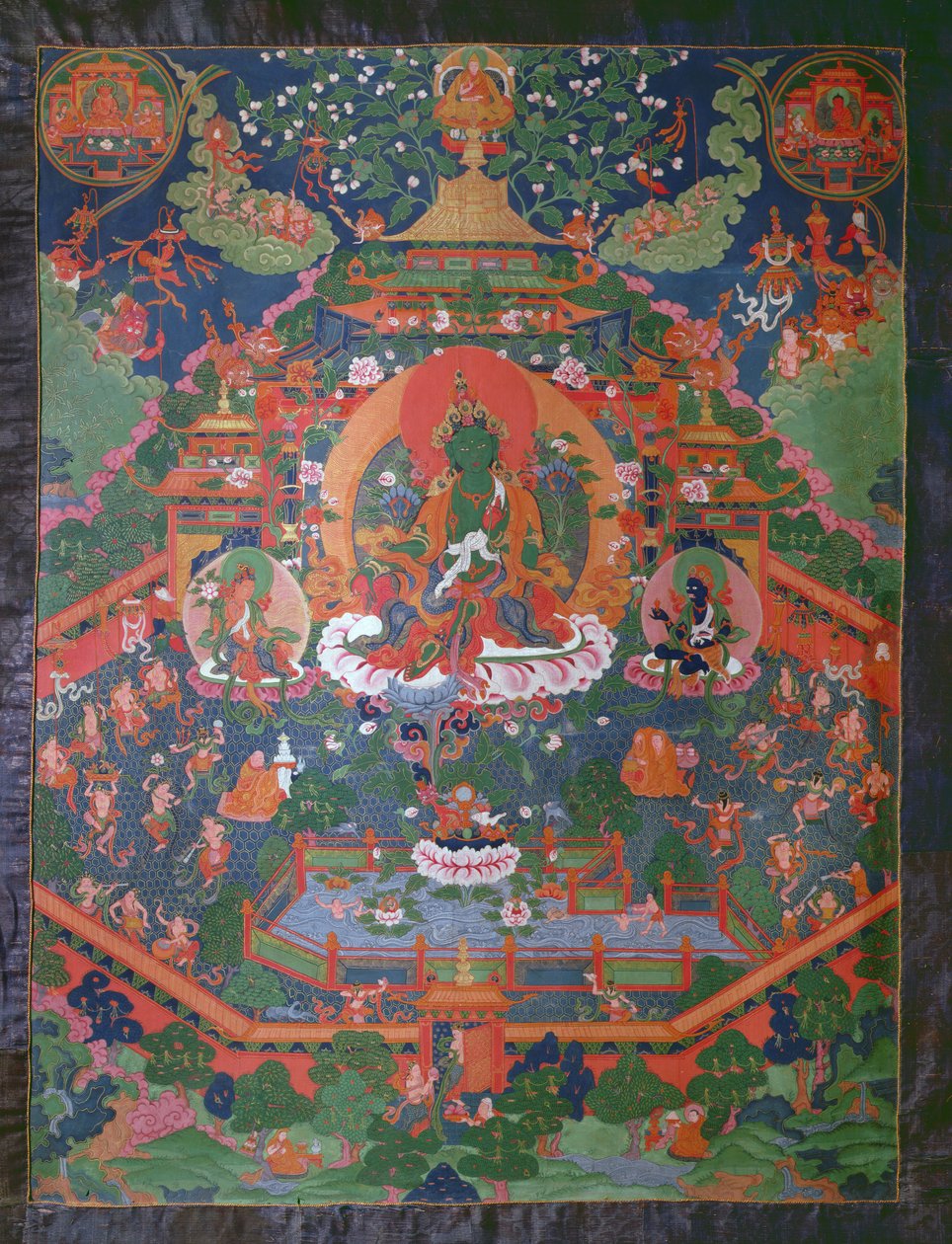 Thangka que representa a Tara Verde de Tibetan School
