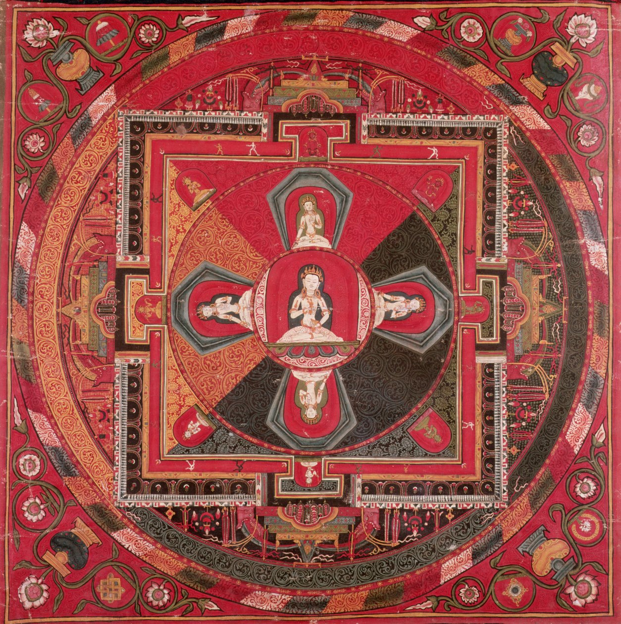 Thangka de un Mandala de Vajrasattva de Tibetan School