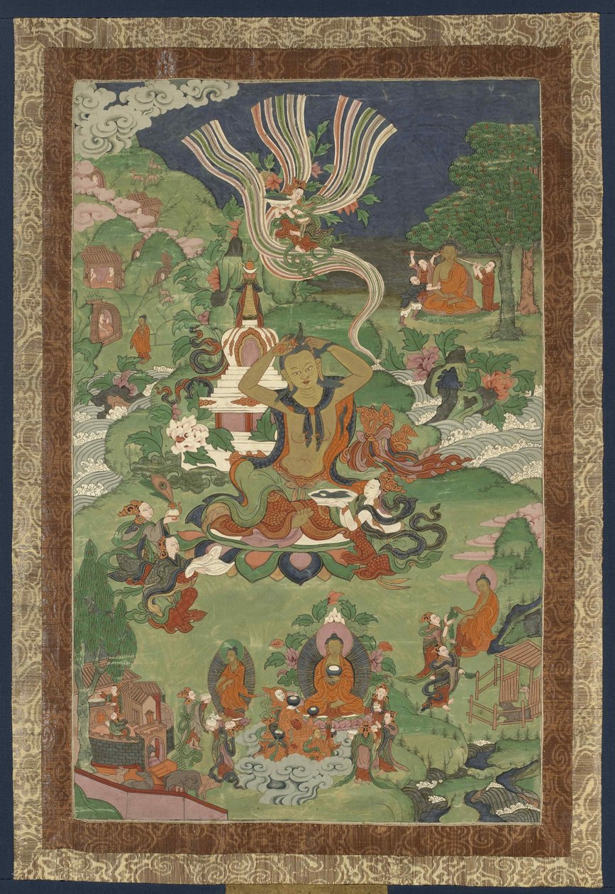 Thangka con escenas de la vida del Buda, segunda mitad del siglo XIX de Tibetan culture.