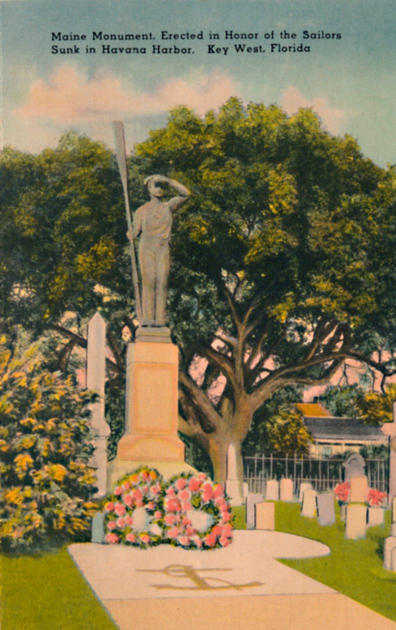 Monumento de Maine, en honor a los marineros hundidos en el puerto de La Habana. Key West, Florida, c. 1940s de Tichnor Brothers