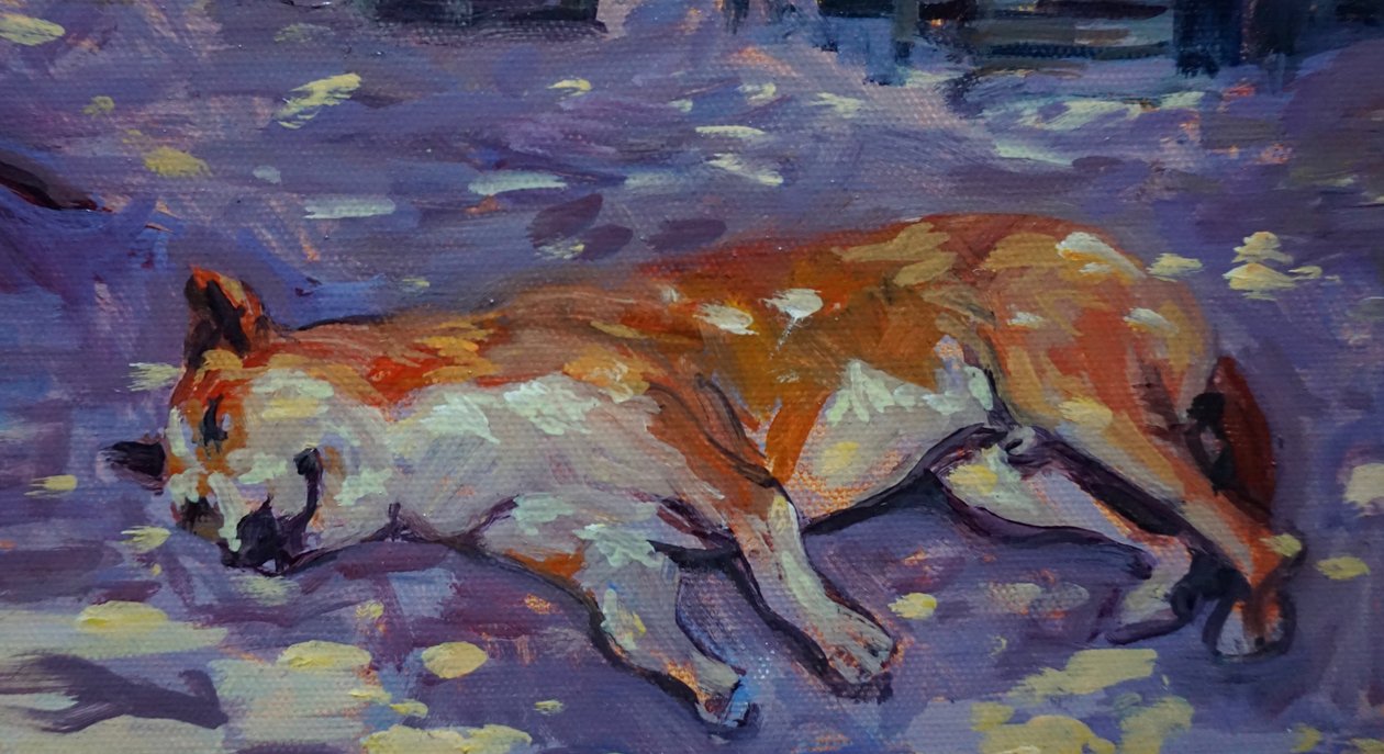 Perro durmiente 2021 (aceite) de Tilly Willis