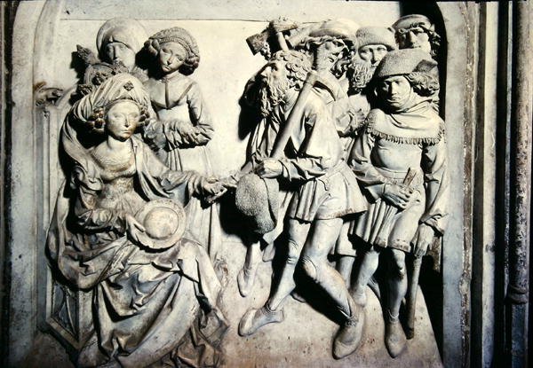 Tumba de Enrique II (973-1024) y su esposa Cunegunda, detalle de Cunegunda despidiendo a sirvientes deshonestos de Tilman Riemenschneider