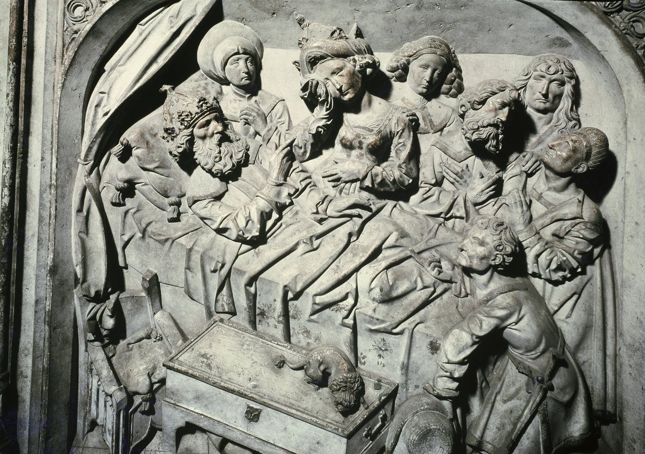 Tumba de Enrique II 973-1024 y su esposa Kunigunda (detalle de la Muerte del Emperador) de Tilman Riemenschneider