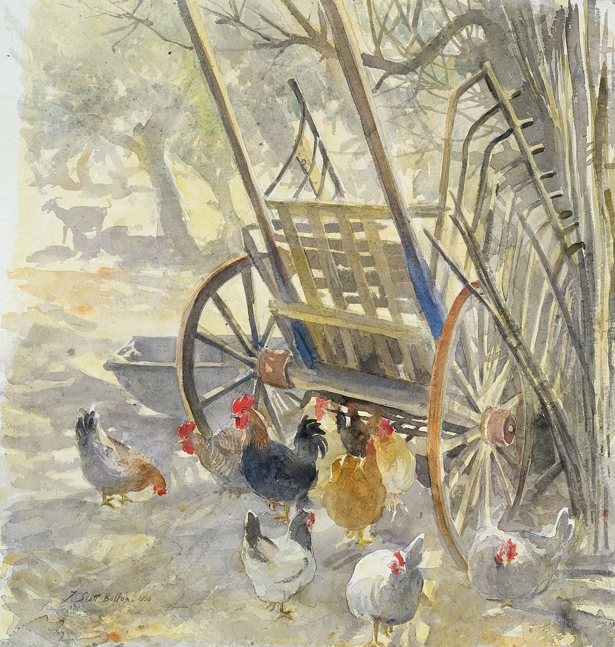 Gallinas bajo el Carro Mallorquín, 1994 de Tim Scott Bolton