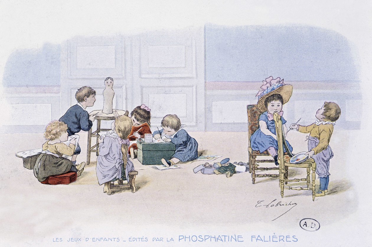 Juego infantil: pintura y modelado - dibujo de Lobrichon, ed. por Phosphatine Falières, c.1920 de Timoleon Marie Lobrichon