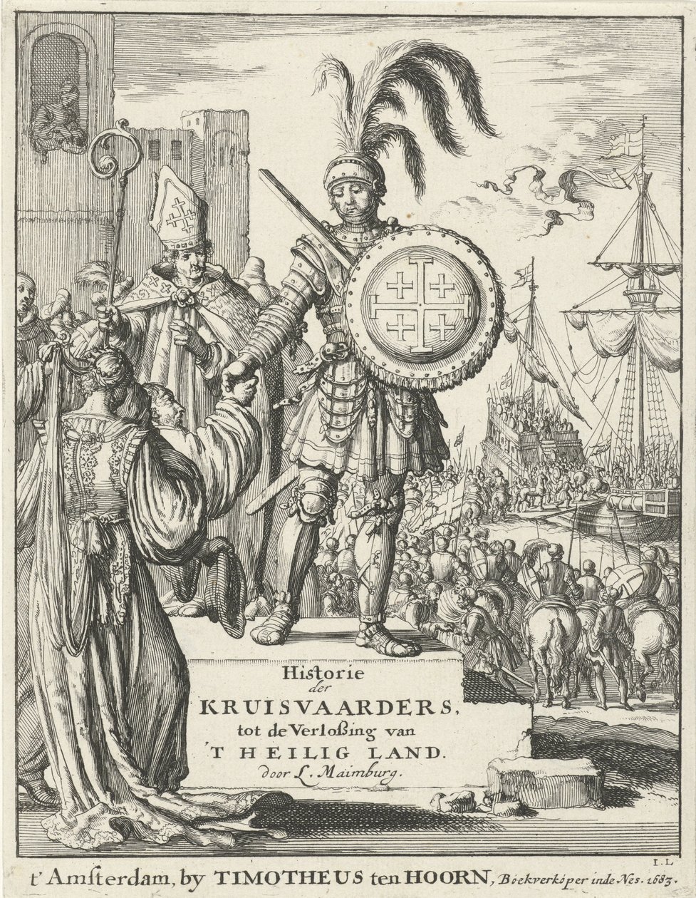 Caballero con el escudo de armas de Jerusalén De: Historie der kruisvaarders, tot de verlossing van