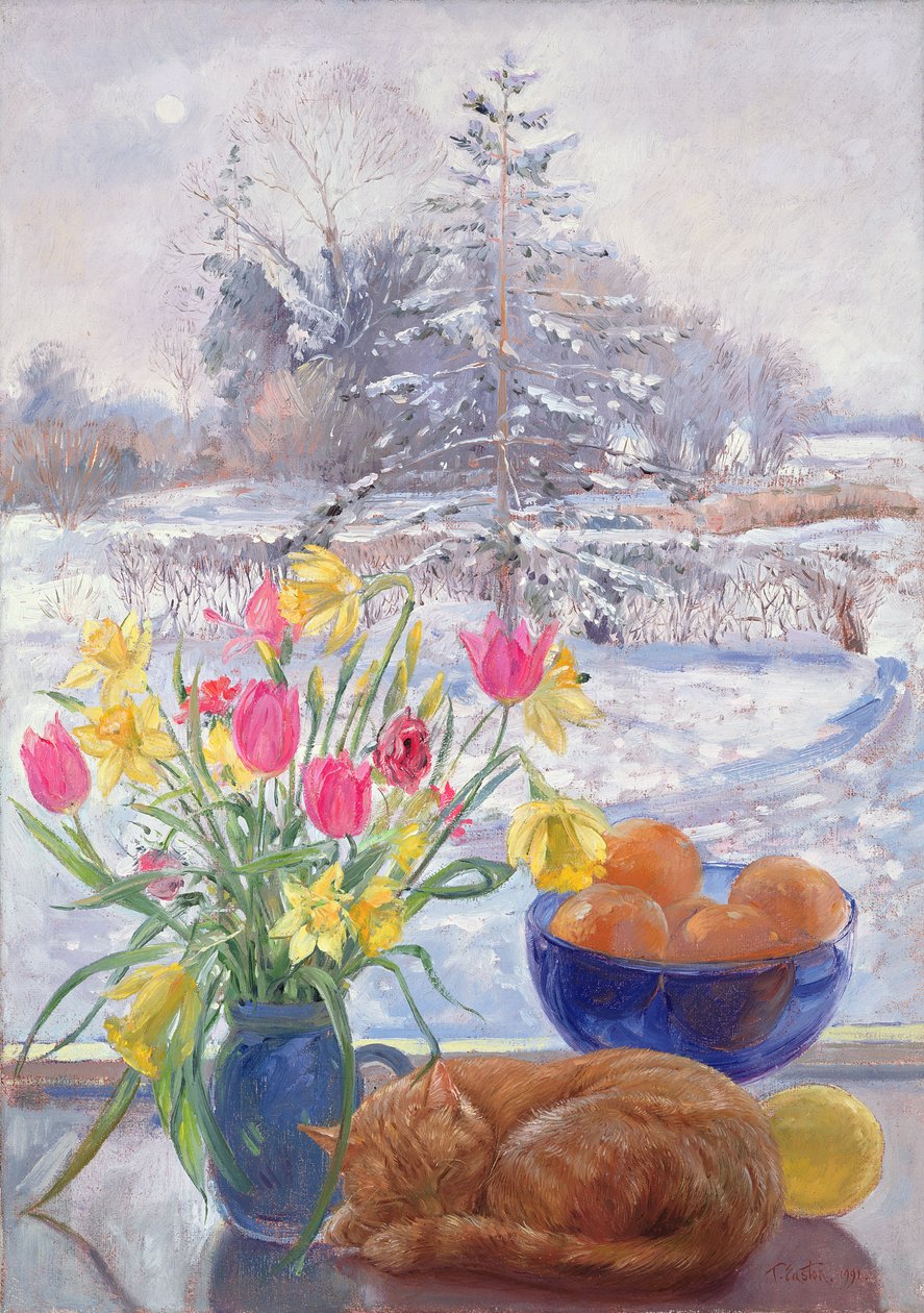 Gato rizado con flores de Timothy Easton