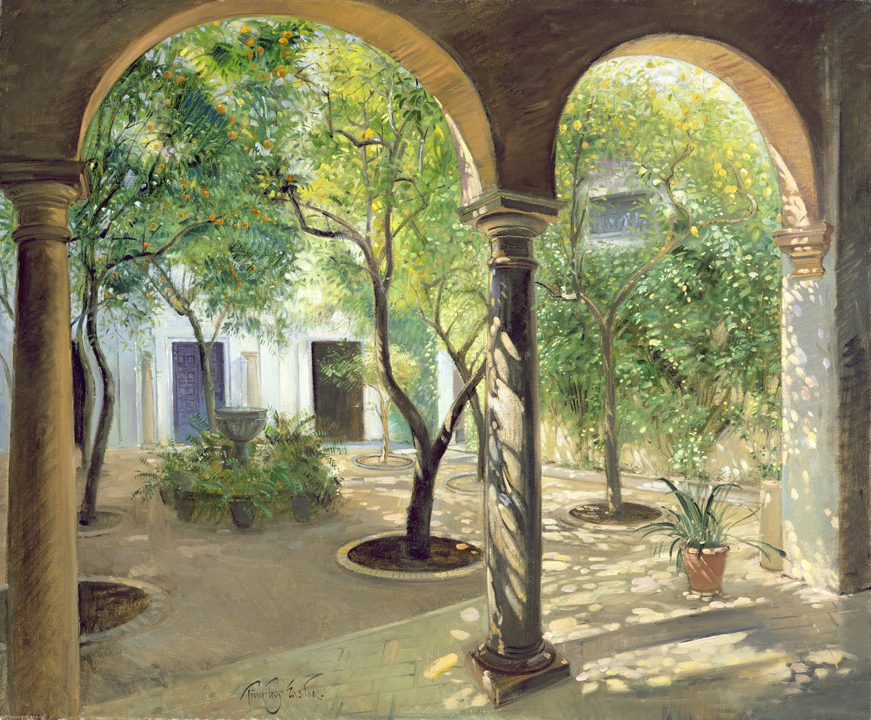 Patio sombreado, Palacio Vianna, Córdoba de Timothy Easton