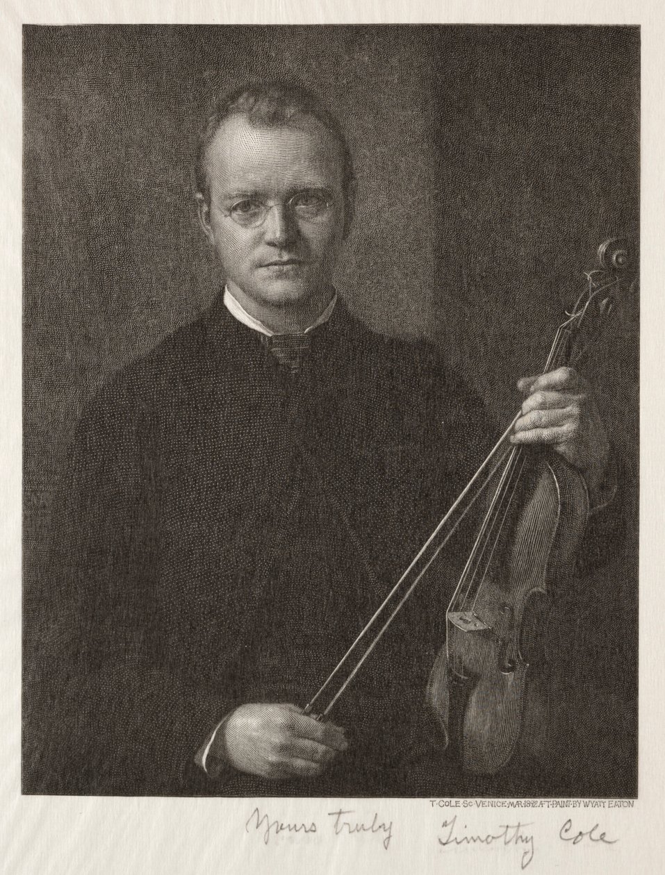 Viejos Maestros Italianos: Retrato de Timothy Cole Hombre con Violín, 1892 de Timothy Cole