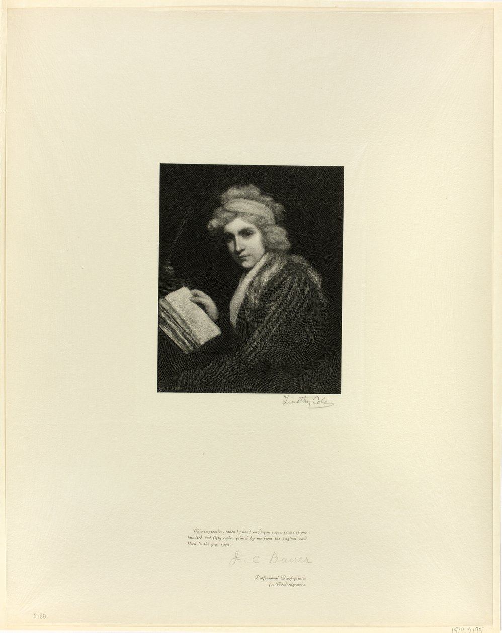 Retrato de Mary Wollstonecraft, de Maestros Ingleses Antiguos de Timothy Cole