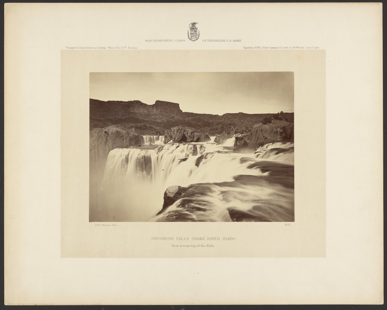 Cataratas Shoshone, río Snake, Idaho, vista desde lo alto de las cataratas de Timothy H. OSullivan