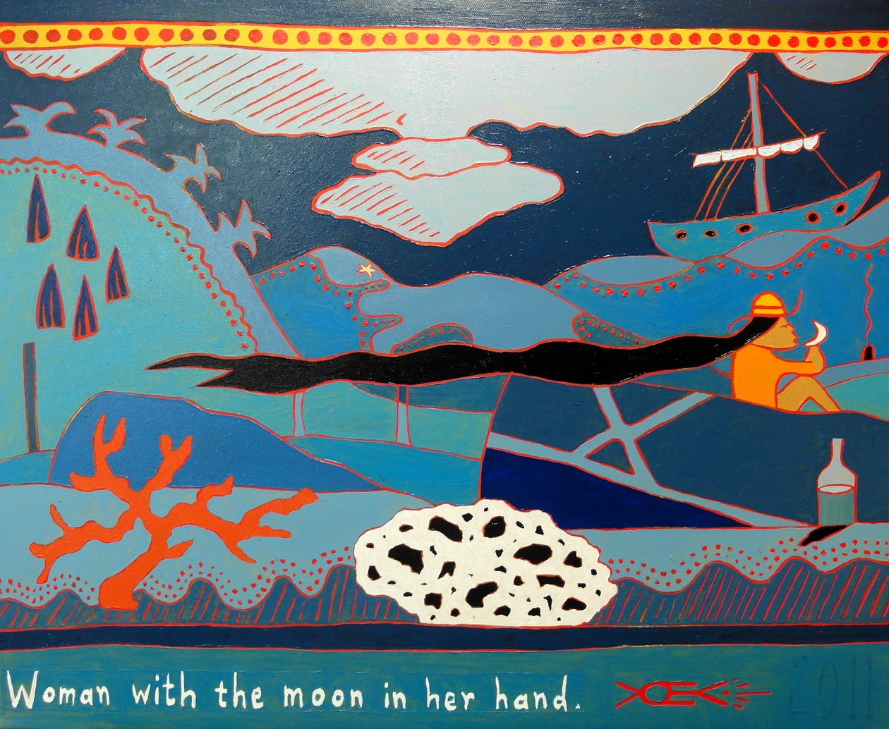 Mujer con la luna en la mano de Timothy Nathan Joel