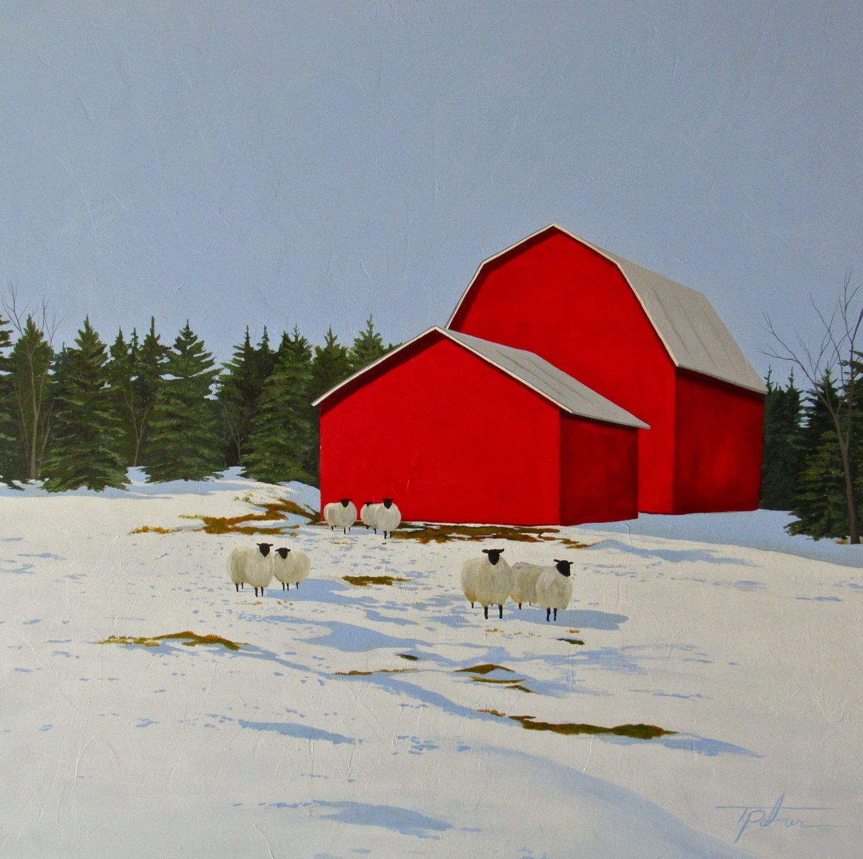 Oveja en la nieve, 2016 (óleo sobre lienzo) de Tina Palmer