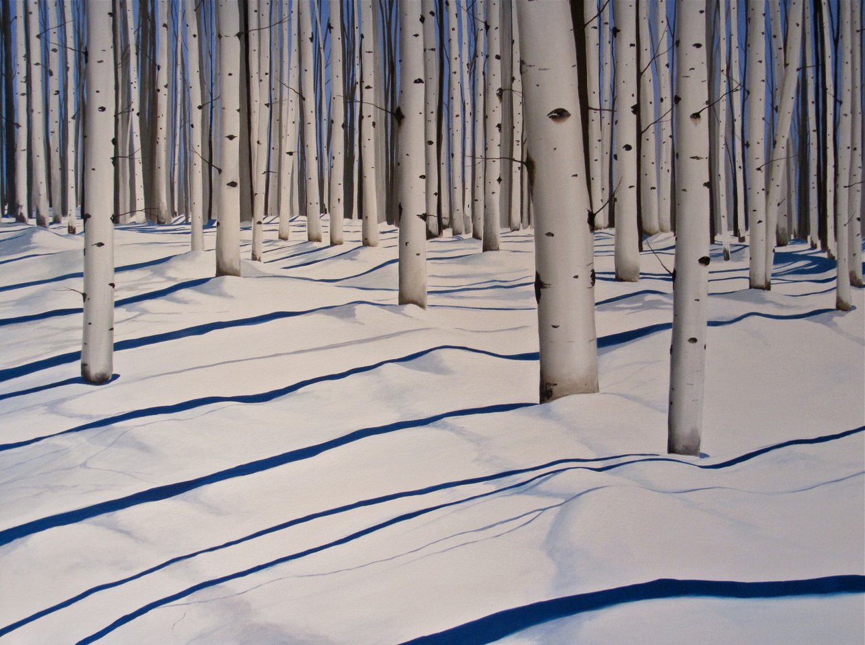 Bosques cubiertos de nieve, 2017 (acrílico sobre lienzo) de Tina Palmer