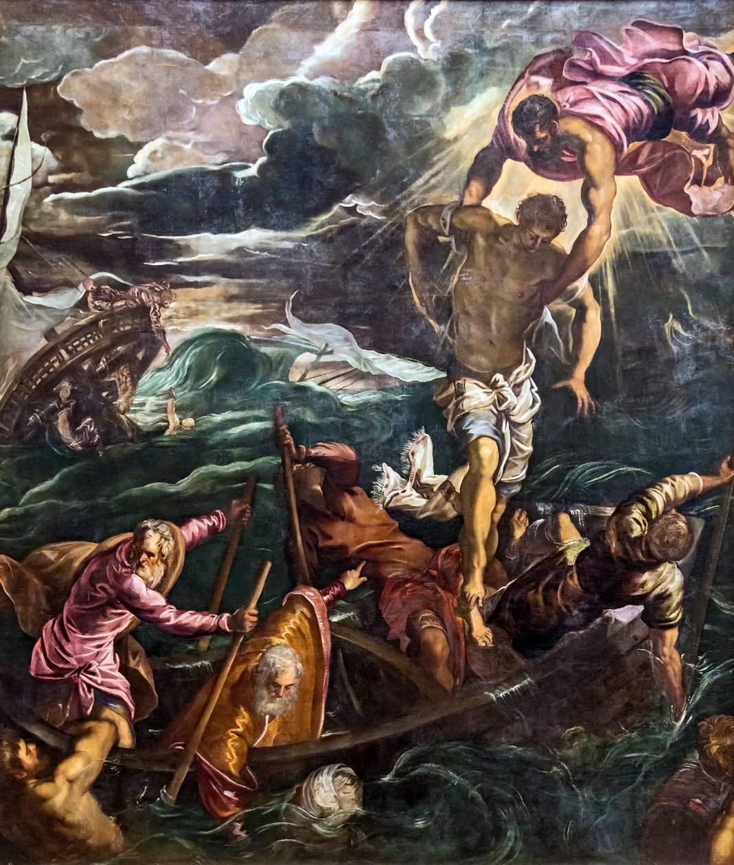 San Marco salva a un ciervo durante un naufragio de Tintoretto