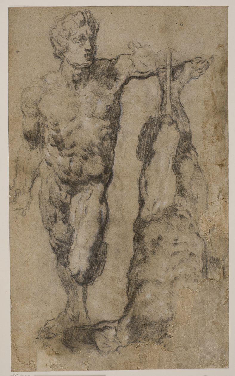 Dos estudios de una escultura de una figura masculina de Tintoretto