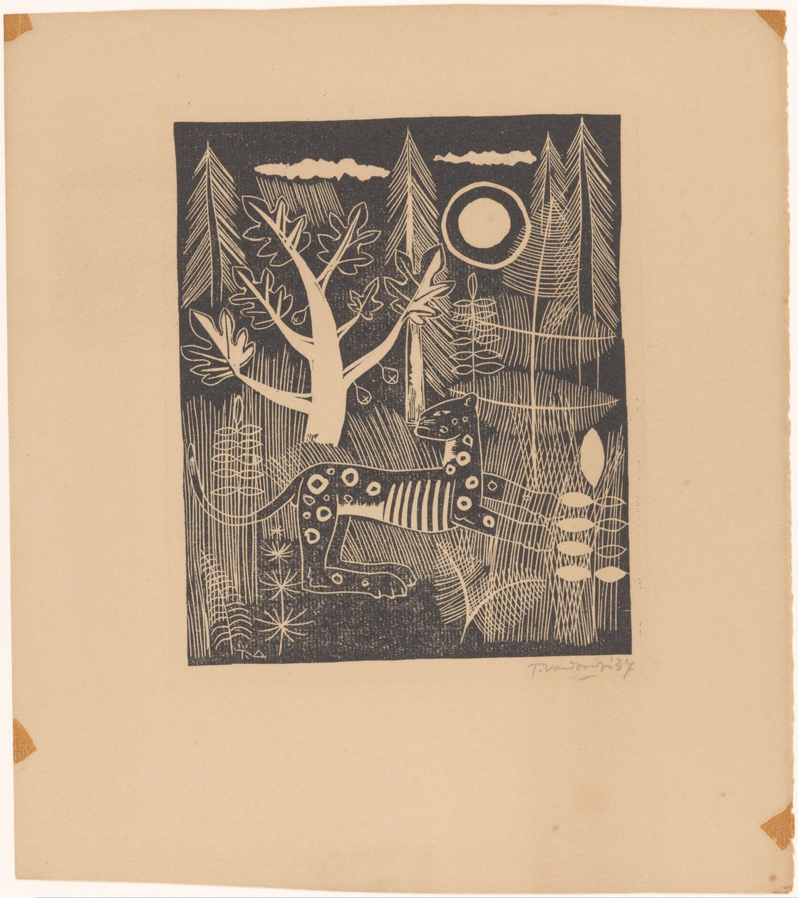 Vista del bosque con leopardo de Tinus van Doorn (signed by artist)
