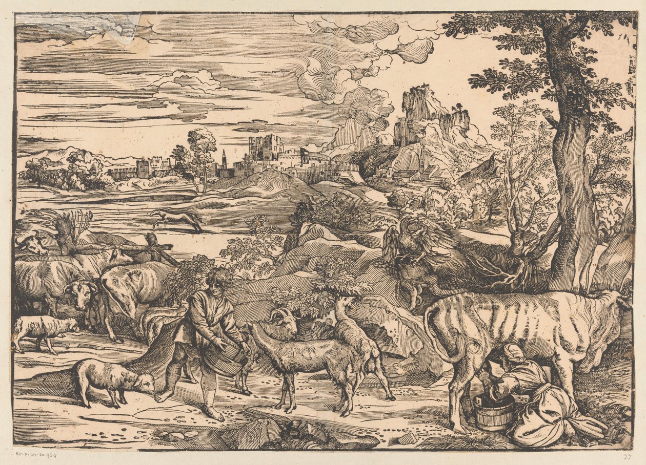 paisaje con lechera de Titiaan